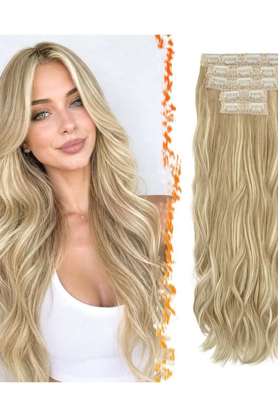 Dotail Set de extensii de păr din 5 piese, 50 cm, cu clips, drepte, volum mar...