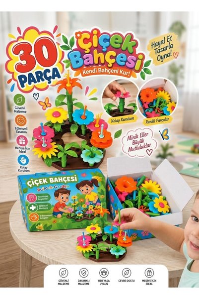 Bundeba 30 Parça Bahçe Çiçek Yapım Seti Yapı Blokları Yapboz Bul Tak Puzzle E...