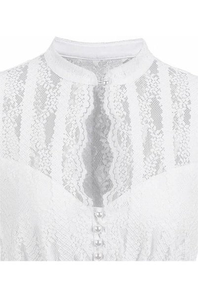 OtherMax Bluză Damă Dirndl Din Dantelă Elegantă Respirabilă Albă Mărimea 36 EU