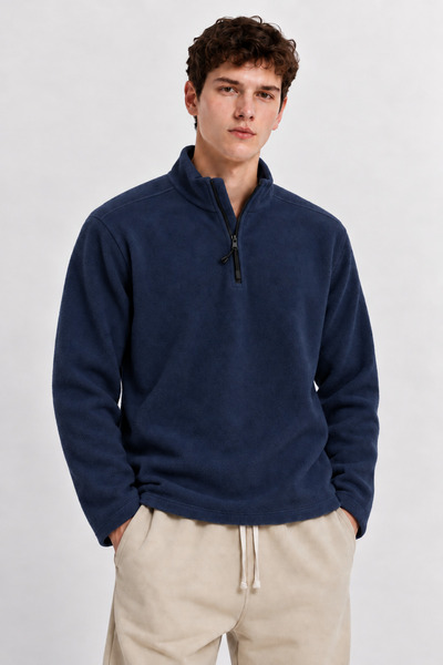 COMBİNE MİCHAİL Herren-Sweatshirt mit halbem Reißverschluss in Indigo
