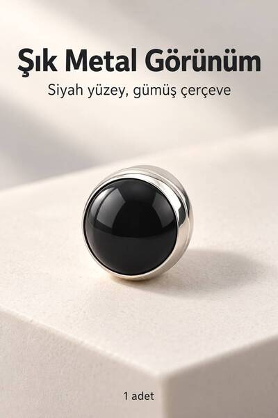 Evgereçlerim Mıknatıslı Eşarp Şal Tutucu İğnesiz Siyah Gümüş Çerçeveli Güçlü Şal Mıknatısı İz Bırakmaz