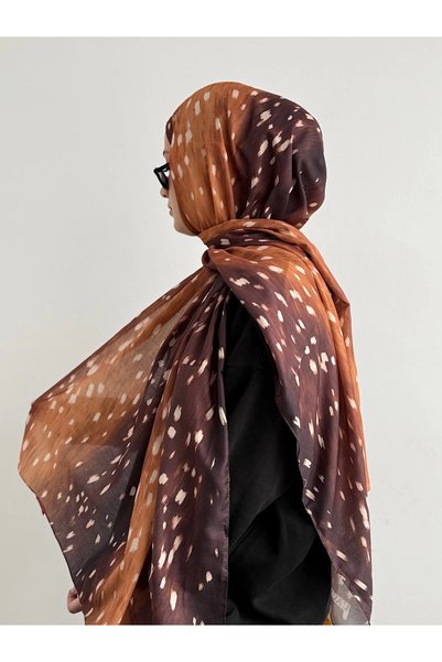 Hepsi Moda Fawn Patterned Bamboo Shawl - Bitter Brown & Mustard