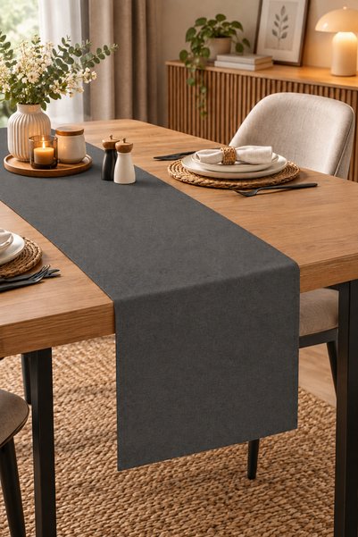 HOMELKA Anthracite Color Runner Dining Table Modern Decorative Runner Waterproof Stain Resistant 145X42 cm