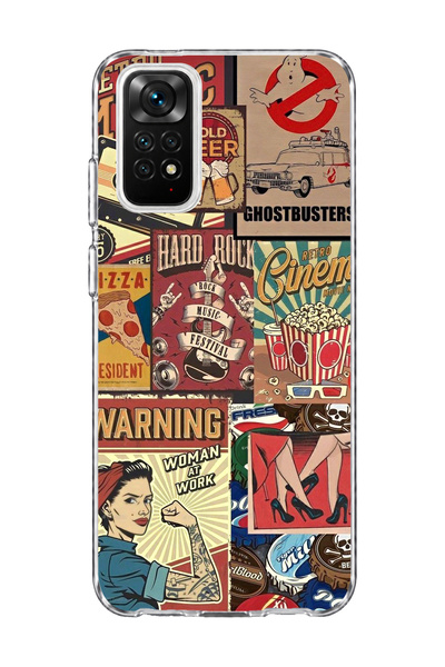lelia حافظة هاتف شفافة مطبوعة بتصميم Old Banner Collage متوافقة مع Redmi Note...