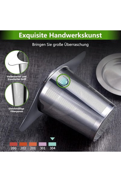 Noonedibs Set 2 strecuratori ceai otel inox 304, capac, tava scurgere, maner ...