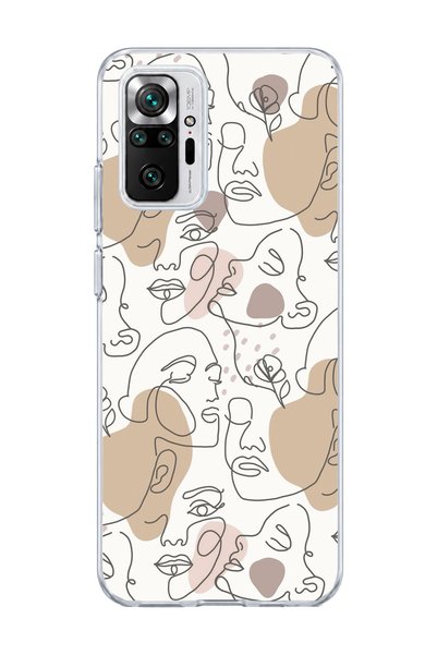lelia حافظة هاتف شفافة مطبوعة بوجه امرأة بخط واحد متوافقة مع Redmi Note 10 Pr...