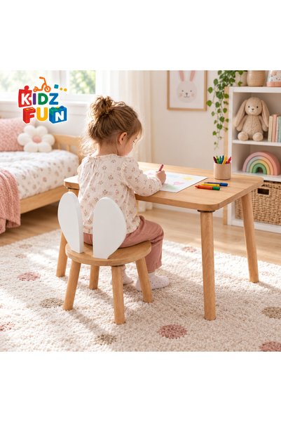 KidzFun Safir Meşe Naturel Aktivite Masası 1 Sandalyeli