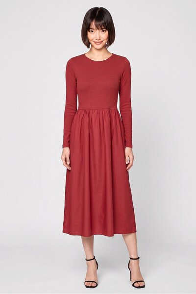 Threadbare Women Textured Maxi Dress, Red