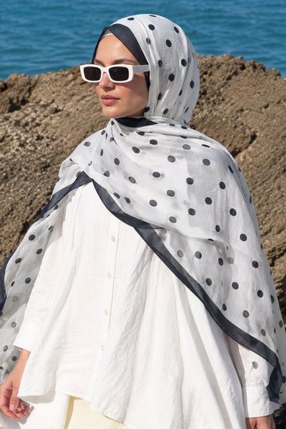 Tesettür Dünyası Polka Dot Shawl Tsd260287 Navy Blue