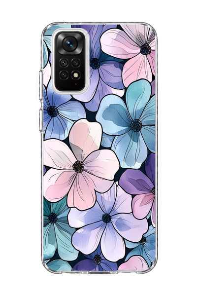 lelia حافظة هاتف شفافة متوافقة مع Redmi Note 11 / 11S مطبوعة بالزهور باللون ا...