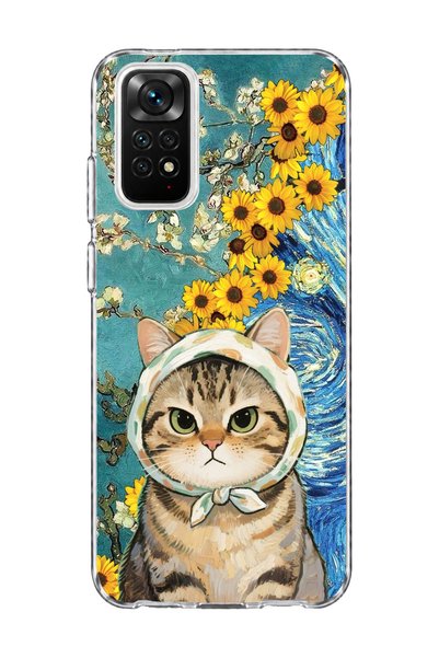 lelia حافظة هاتف شفافة مطبوعة عليها Starry Night Tekir Cat متوافقة مع Redmi N...
