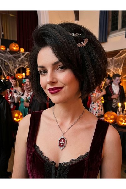 Vintage Takıhane Halloween Cadılar Bayramı Siyah Haç Kolye & Kostüm Partisi K...