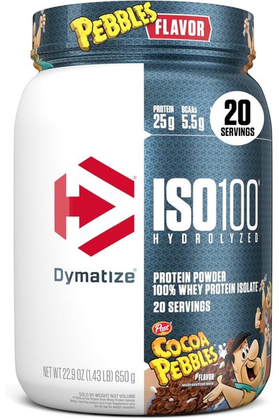 Dymatize بروتين مصل اللبن المتحلل ISO100 بنكهة الكاكاو (1.4 رطل) 20 حصة (20 س...