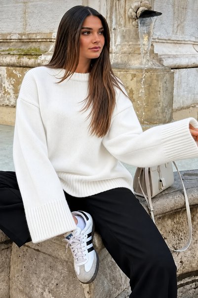 MAG STORES Women's Oversize Wide Fit Shawl Collar Sweater