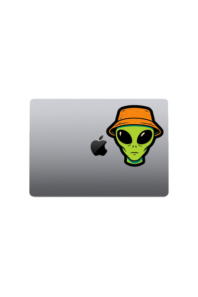 MegaSticker Şapkalı uzaylı sticker Araba, Motorsiklet, Kask, Laptop, Cam Sticker 13x12 Cm