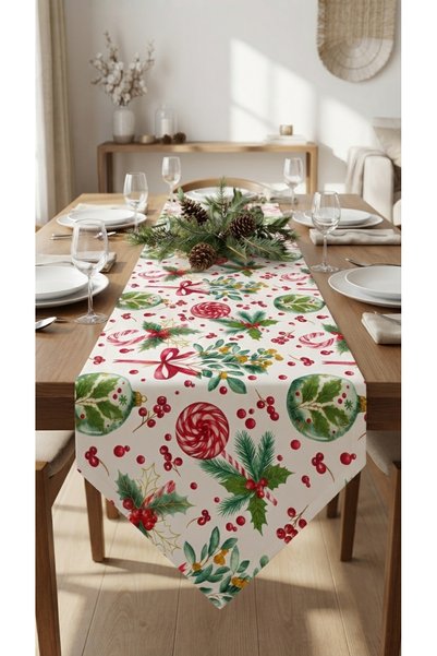kesenegore Duck Fabric Triangle-End Runner 40X130 cm – Christmas Candy Cane, ...
