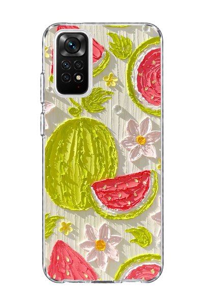 lelia حافظة هاتف شفافة مطبوعة بطلاء زيتي على شكل البطيخ متوافقة مع Redmi Note...