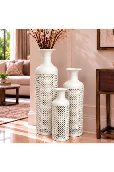 PixelsFurniture طقم مزهريات (فازات) 3 قطع فازات معدنية فاخرة من بكسل الأثاث, ...