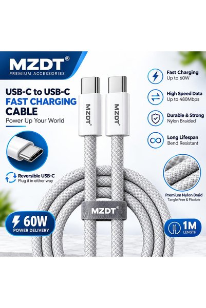 Generic USB C Type-C Cable compatible with iPhone 15 Pro Max, 16 Pro Max, 17 Pro Max, 18 Pro Max Fast Charging, Charger Accessories, 60W (1M)