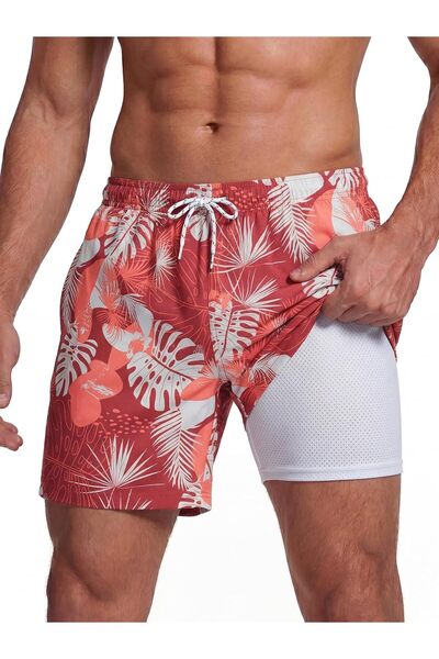 OtherMax Pantaloni scurți de baie bărbați 2 în 1 cu uscare rapidă, confortabi...