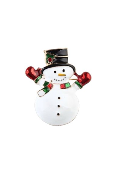 Alviro Broșă de Crăciun cu pinguin, roșie și albă, decorată cu cristale