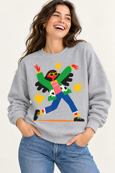 ArtYus Dancing Colorful Character Printed Unisex Oversize Sweatshirt – Crew N...