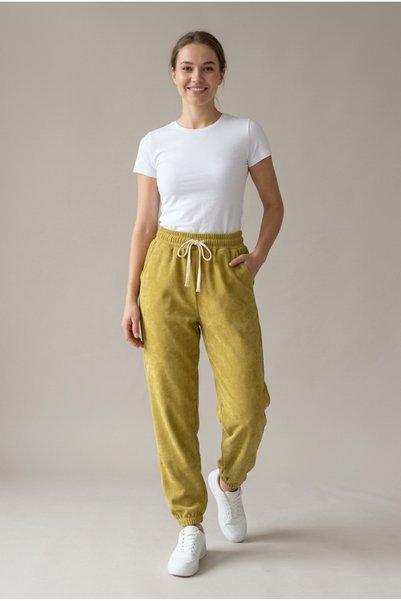 OEM Pantaloni dama casual jogger raiat cu talie elastica snur si mansete la g...