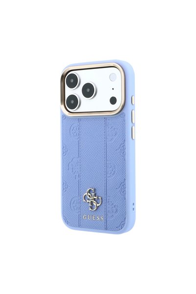 Guess iPhone 18 Pro Case Licensed M-Safe Featured Stripe Peony 4g and Text Logo Cover Light Blue