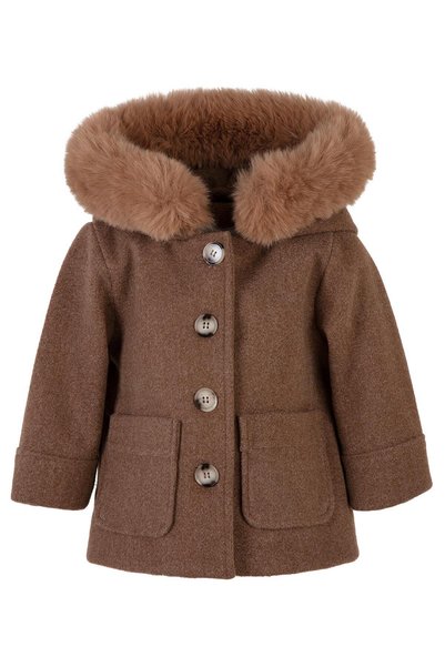 Civil Baby Plain 6-18 Month Coat with Pockets - Brown