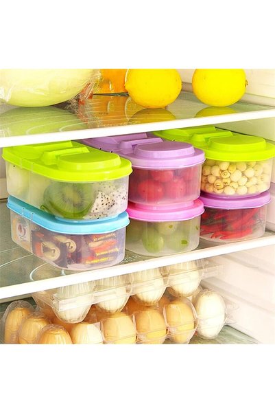 Generic Refrigerator Organizer Bins- 8pack Refrigerator Storage Box, Double Compartment Grain Sealed Boxes F