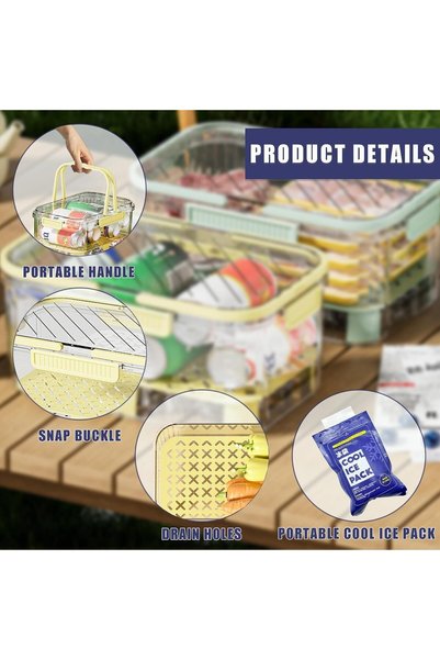 Generic Chilled Fruit Storage Container With Lid And Handle, Portable Fruit And Vegetable Storage Box, Refri