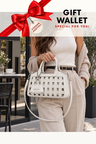 Just Polo Gray Wallet, Women's Organ Patterned Hand and Shoulder Bag, Cross S...