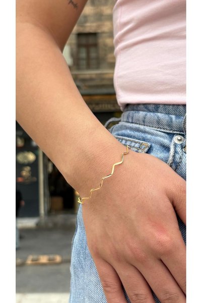 KEVSER GOLD 14 ayar altın ajda zikzak bilezik 3,10 gram
