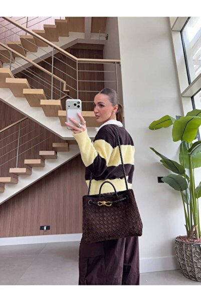 BB Bensu Buyruk Tricotaj cu dungi, cu guler polo, din lână, cu textură, cu aplicații VATKALI