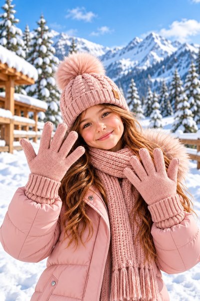 minik'o kids KİTTİ 26180-02 9-15 SET Eșarfă, Căciulă și Mănuși pentru Fete