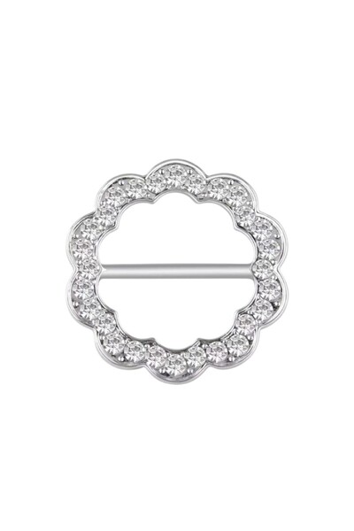 Alviro Clemă pentru eșarfă, floare argintie, metal, 3,5 x 3,5 cm