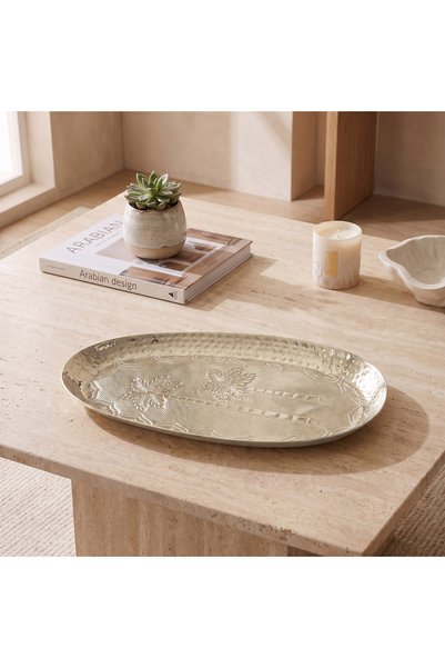 Lifestyle Oval Embossed Decorative Tray - 19x11 cm