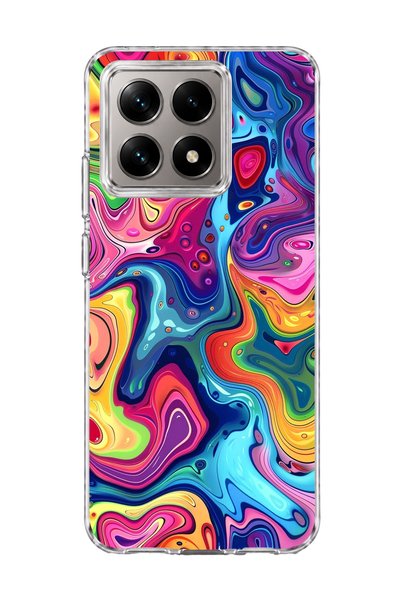 lelia Mi 14t Compatible Rainbow Fluid Color Printed Transparent Phone Case