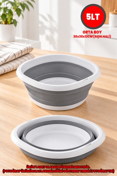 Destpak ORTA BOY Katlanır Leğen (1 ADET) - Yer Kaplamaz Akordiyon Katlanabile...