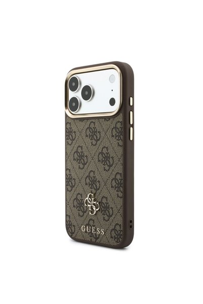 Guess iPhone 18 Pro Compatible Case Original Licensed 4g and Logo Card Holder Cover Brown