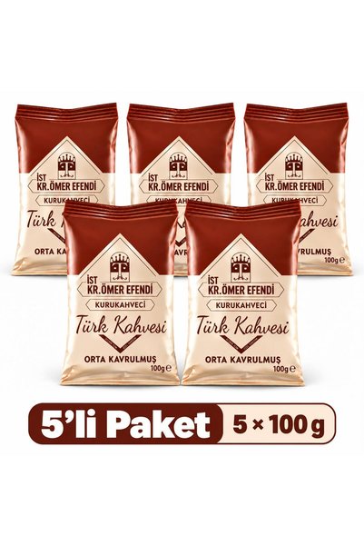 KuruKahveci Ömer Efendi 5'li Orta Kavrulmuş Türk Kahvesi 5 x 100 gr