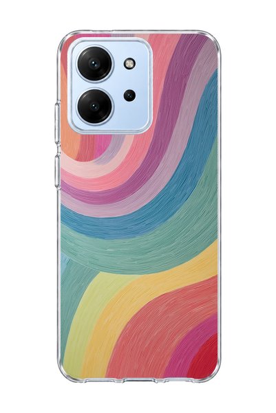lelia Redmi 15C Compatible Pastel Rainbow Curved Printed Transparent Phone Case