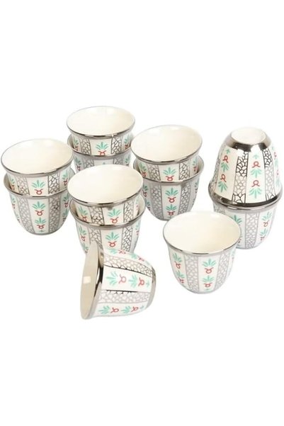 GENERAL Modern Arabic Coffee Cup Set of 12 - Premium Porcelain Cups for Hospi...