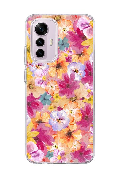 lelia Mi 12 Lite Compatible Tiny Flower Watercolor Printed Transparent Phone ...