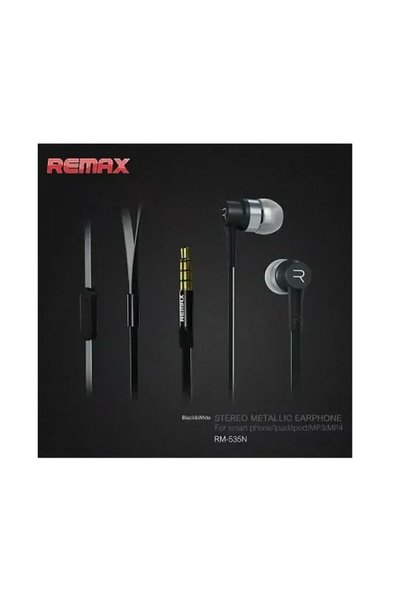 Remax Ακουστικά Handsfree Earphone RM-535i, σε Μαύρο/ασημί Χρώμα