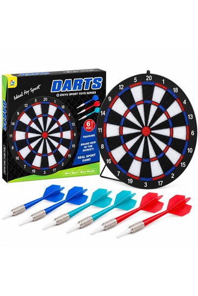 Toy Παιχνίδι βελών με στόχο 40 εκ. και 6 βέλη, βάση τοποθέτησης, πολύχρωμο, 6...