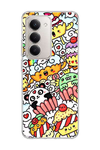 lelia Redmi 15 Compatible Cute Panda Rainbow Printed Transparent Phone Case