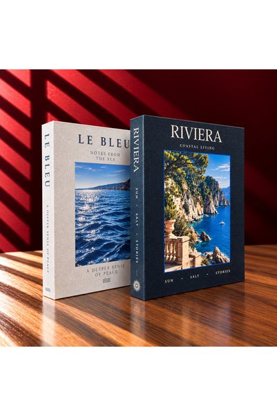 House Of Aura RIVIERA & LE BLEU Dekoratif Kitap Kutu 2'li Set – Akdeniz Esint...