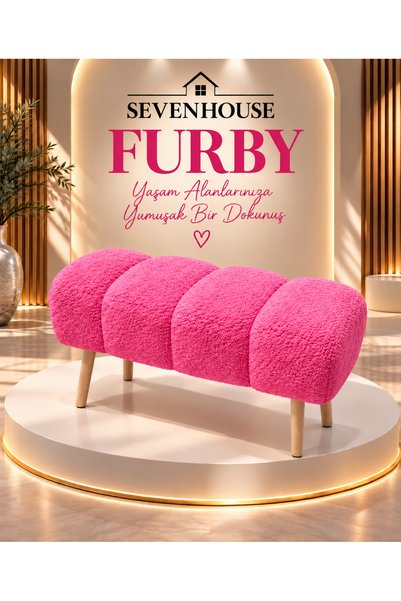 SevenHouse FURBY Teddy Kumaş Puf Bench – 4 Boğumlu Modern Tasarım, Ahşap Ayak...