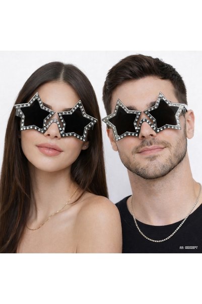 ZERO LAND Concepta Silver Color Disco Star Retro Party Glasses (174532) 16X7 cm